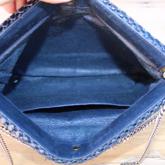 Blue Metal Mesh Handbag Mesh Purse Mesh Evening Clutch Vintage - Picture 7 of 16